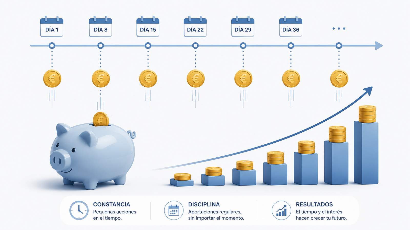 Ilustración de la estrategia DCA de aportaciones periódicas fijas a la inversión