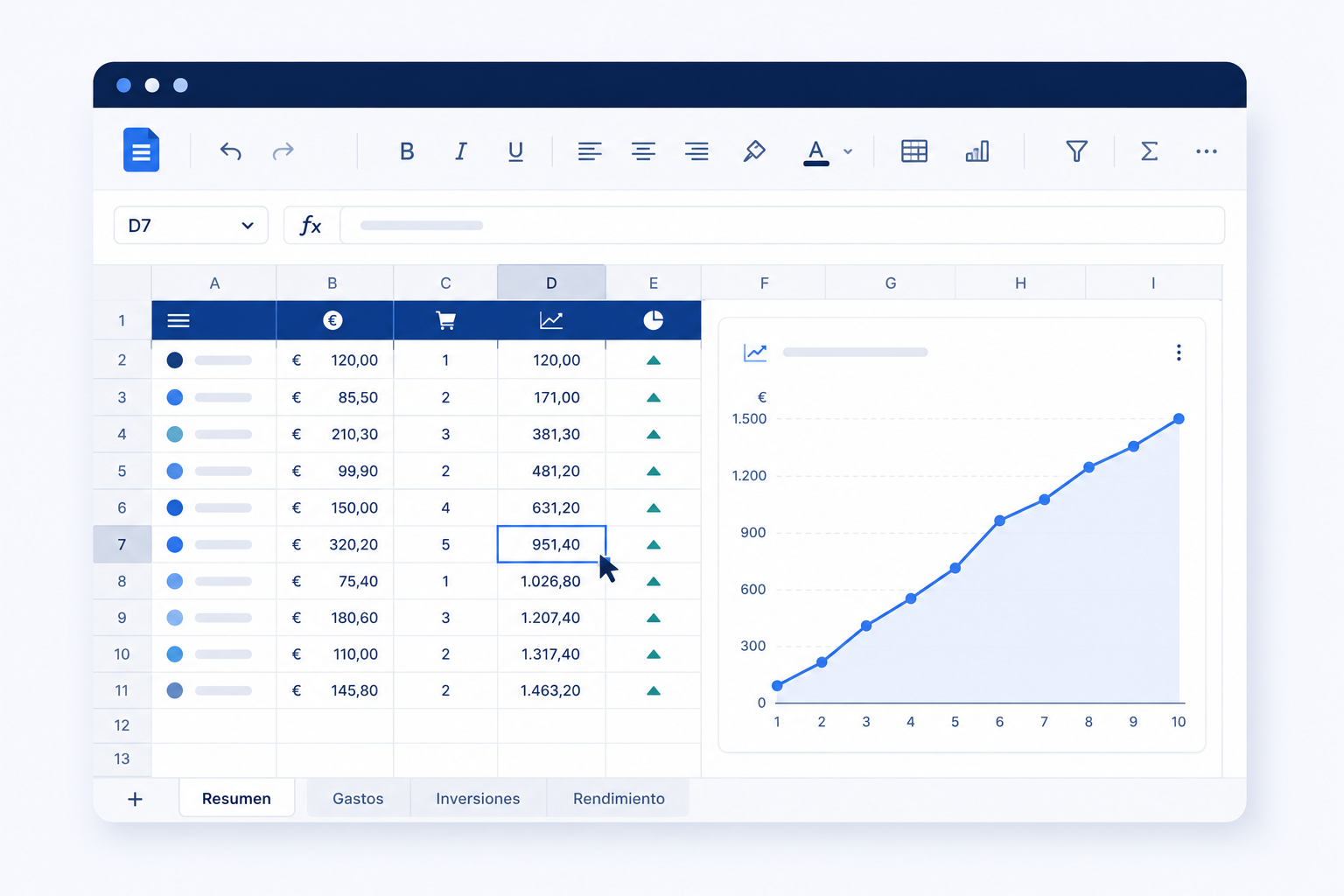 Ilustración sobre cómo usar Google Sheets para el seguimiento de una cartera de ETFs