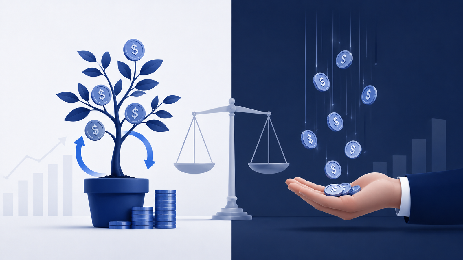 Ilustración comparativa entre ETFs de acumulación y de distribución de dividendos