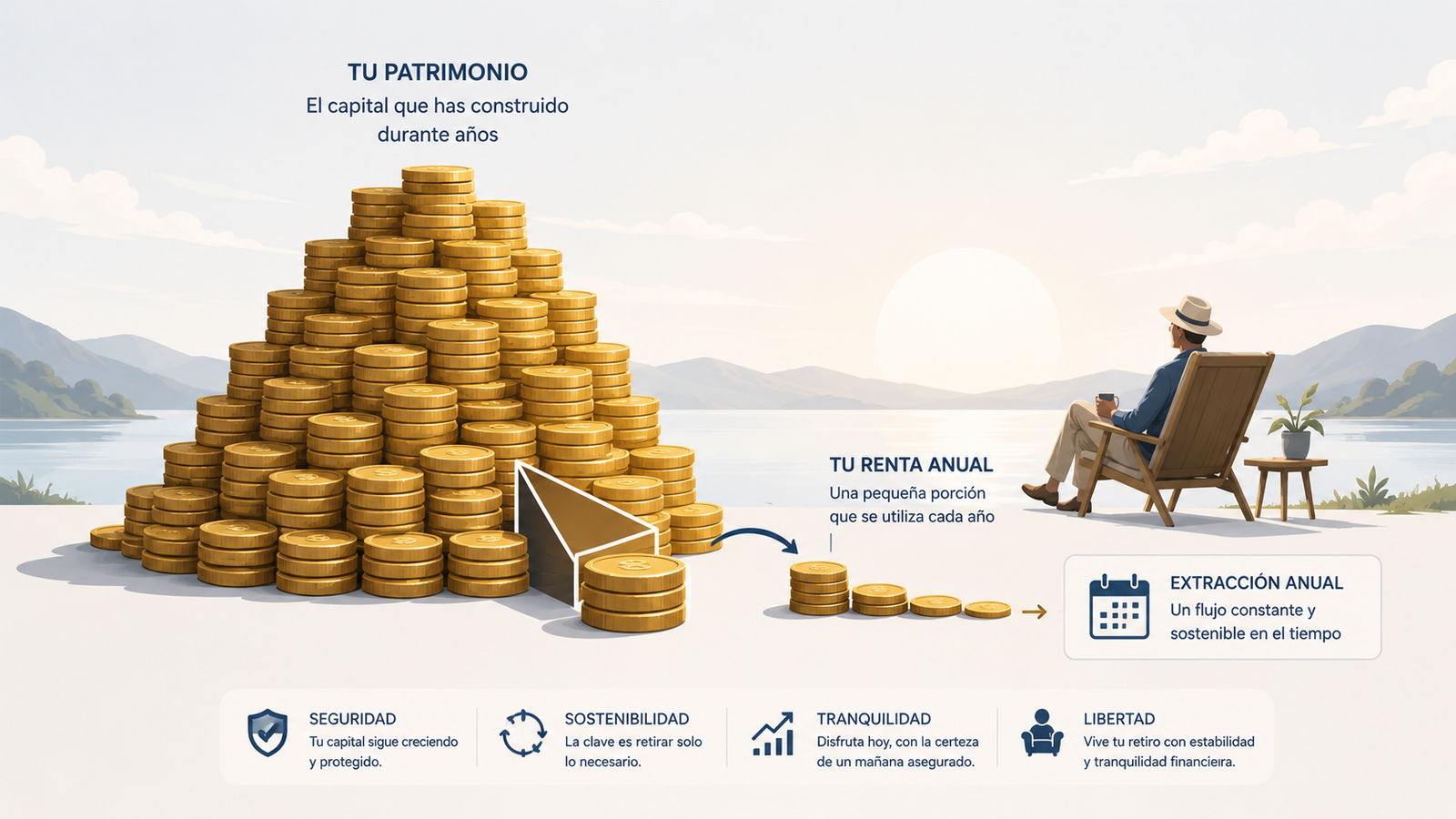Ilustración de la regla del 4% para calcular el dinero necesario para retirarse